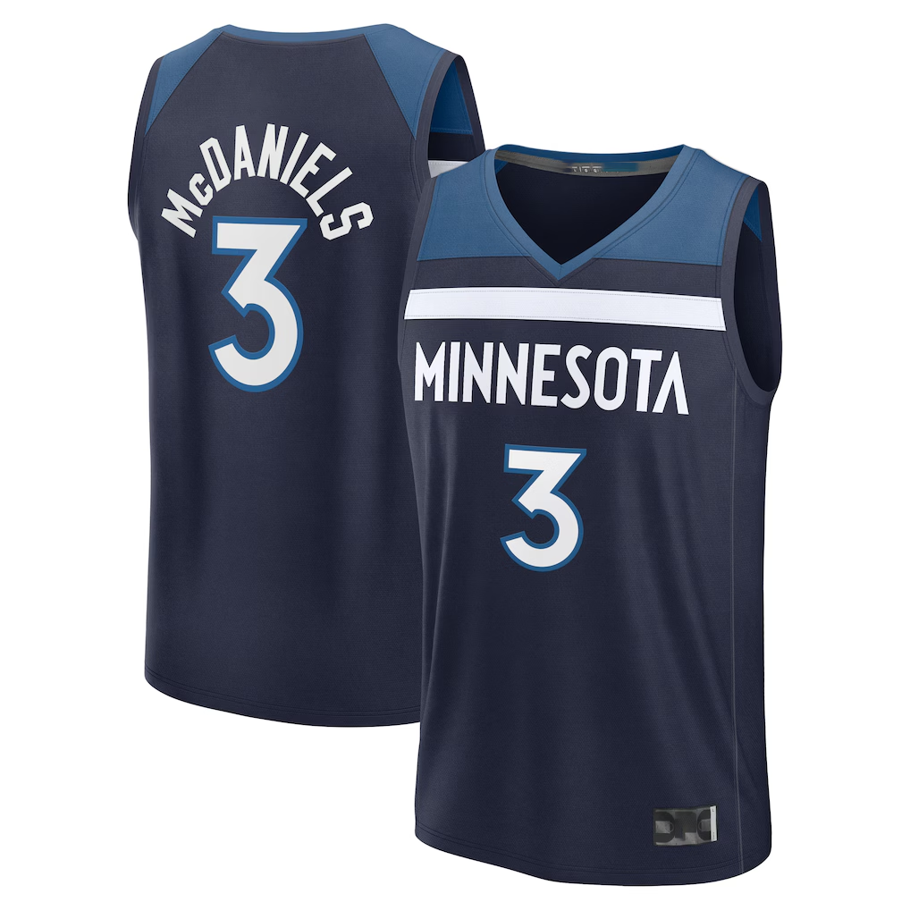 Mdoa M.Timberwolves #3 Jaden McDaniels Navy Fast Break Replica Stitched Jerseys - Icon Edition
