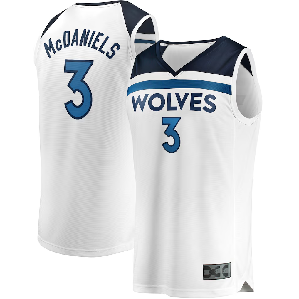 Mdoa M.Timberwolves #3 Jaden McDaniels White Fast Break Replica Player Stitched Jerseys - Association Edition