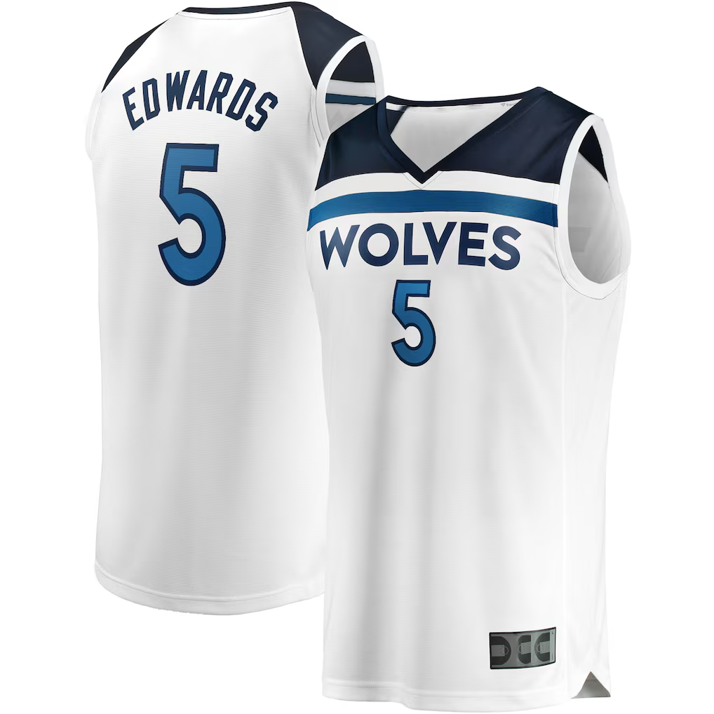 Mdoa M.Timberwolves #5 Anthony Edwards White Fast Break Replica Player Stitched Jerseys - Association Edition