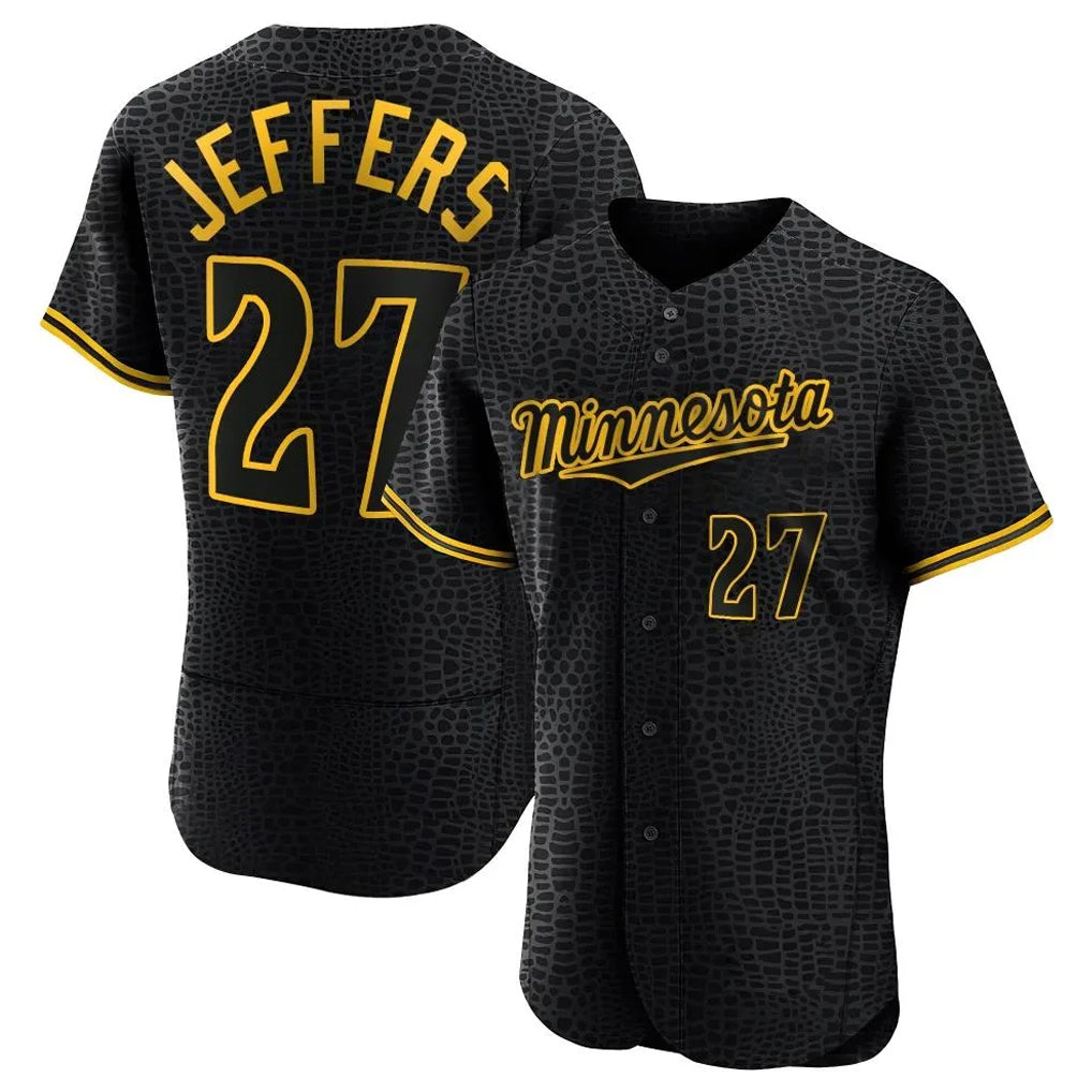 Mdoa M.Twins #27 Ryan Jeffers Player Black Snake Skin City Home Limited Elite Stitched Jerseys