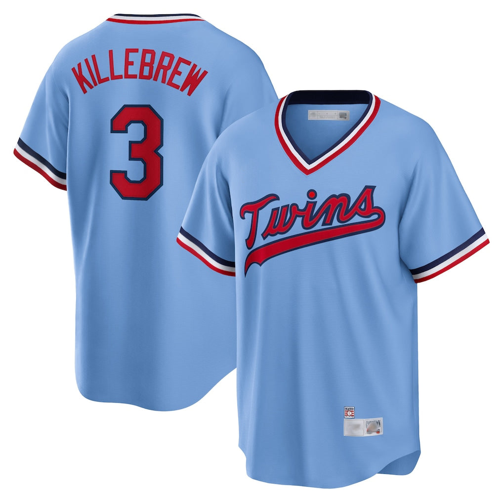 Mdoa M.Twins #3 Harmon Killebrew Player Light Blue Road Cooperstown CollectionKillebrew T-shirt Stitched Jerseys