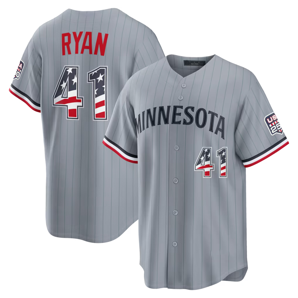 Mdoa M.Twins #41 Joe Ryan Gray USA 250 Fourth of July Road Stadium Jersey