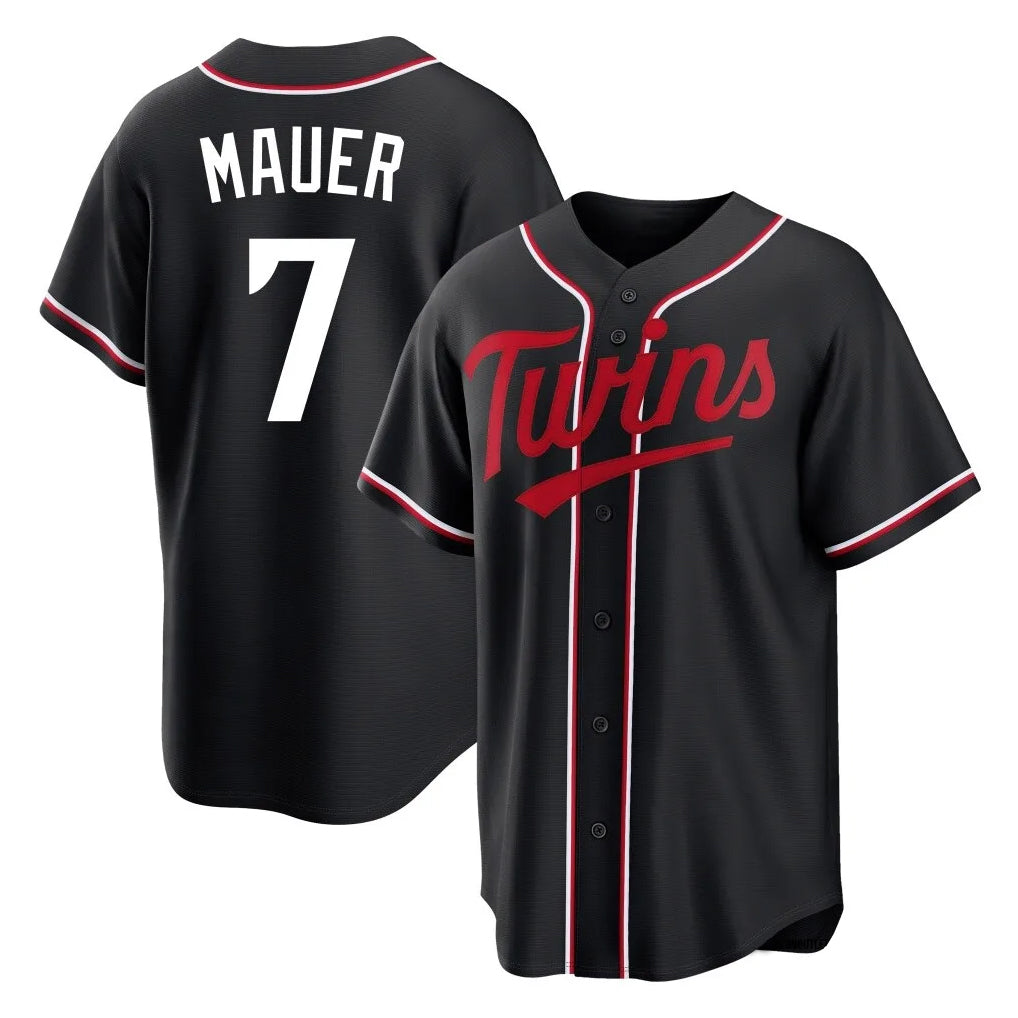 Mdoa M.Twins #7 Joe Mauer Player Black Fashion Out Home Limited Stitched Jerseys
