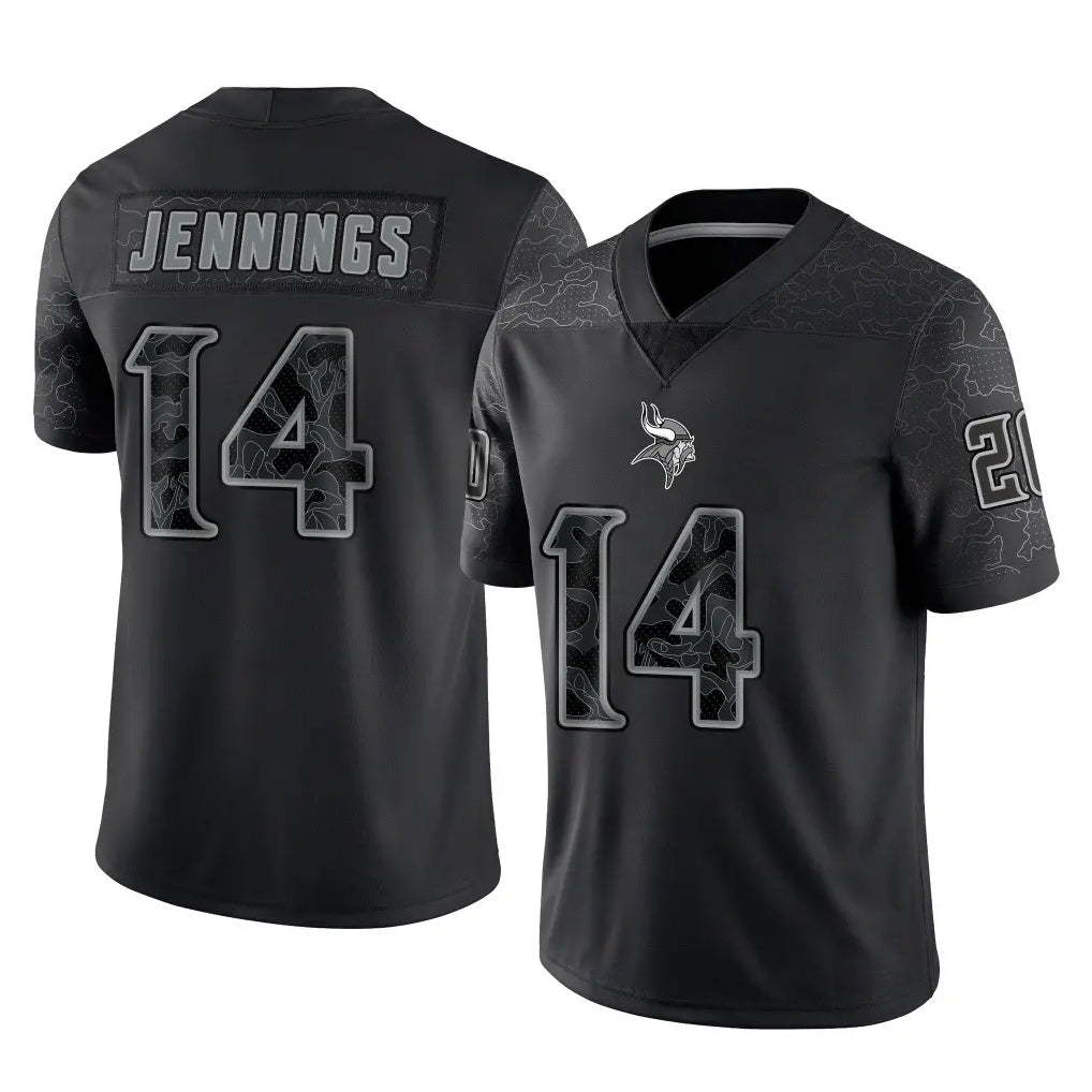 Mdoa MN.Vikings #14 Jauan Jennings Player Black Reflective LImited Home Game Stitched Jerseys