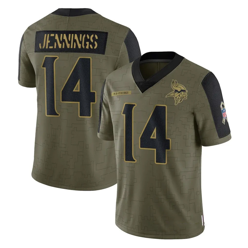 Mdoa MN.Vikings #14 Jauan Jennings Player Olive Salute To Service Limited Game Stitched Jerseys