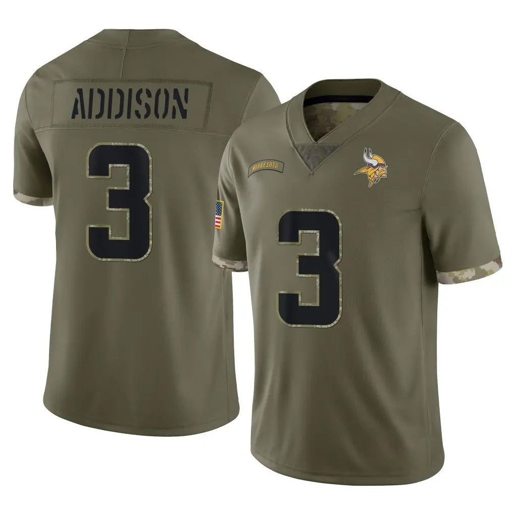 Mdoa MN.Vikings #3 Jordan Addison Player Olive Salute To Service Limited Stitched Jerseys