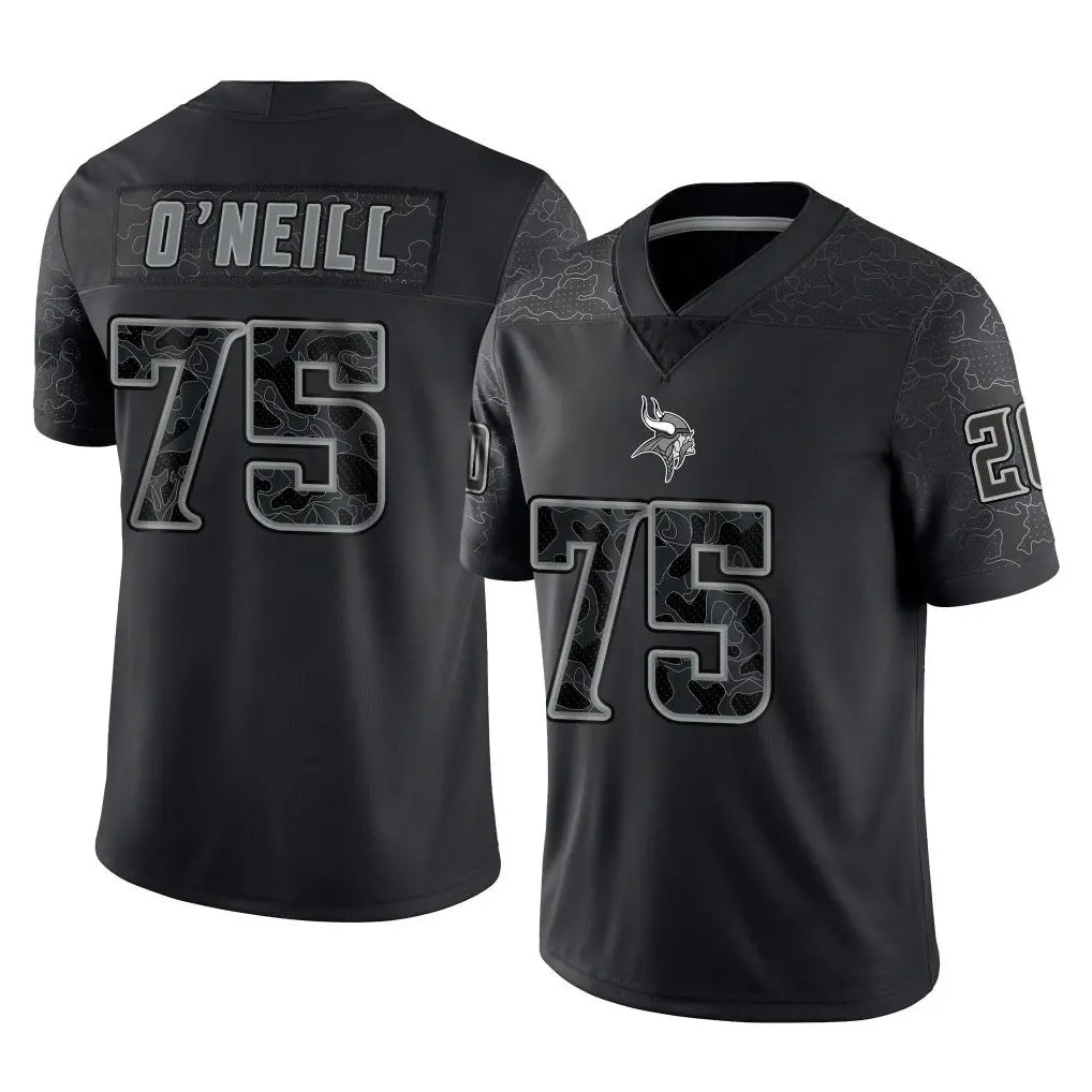 Mdoa MN.Vikings #75 Brian O'Neill Player Black Reflective LImited Home Game Stitched Jerseys