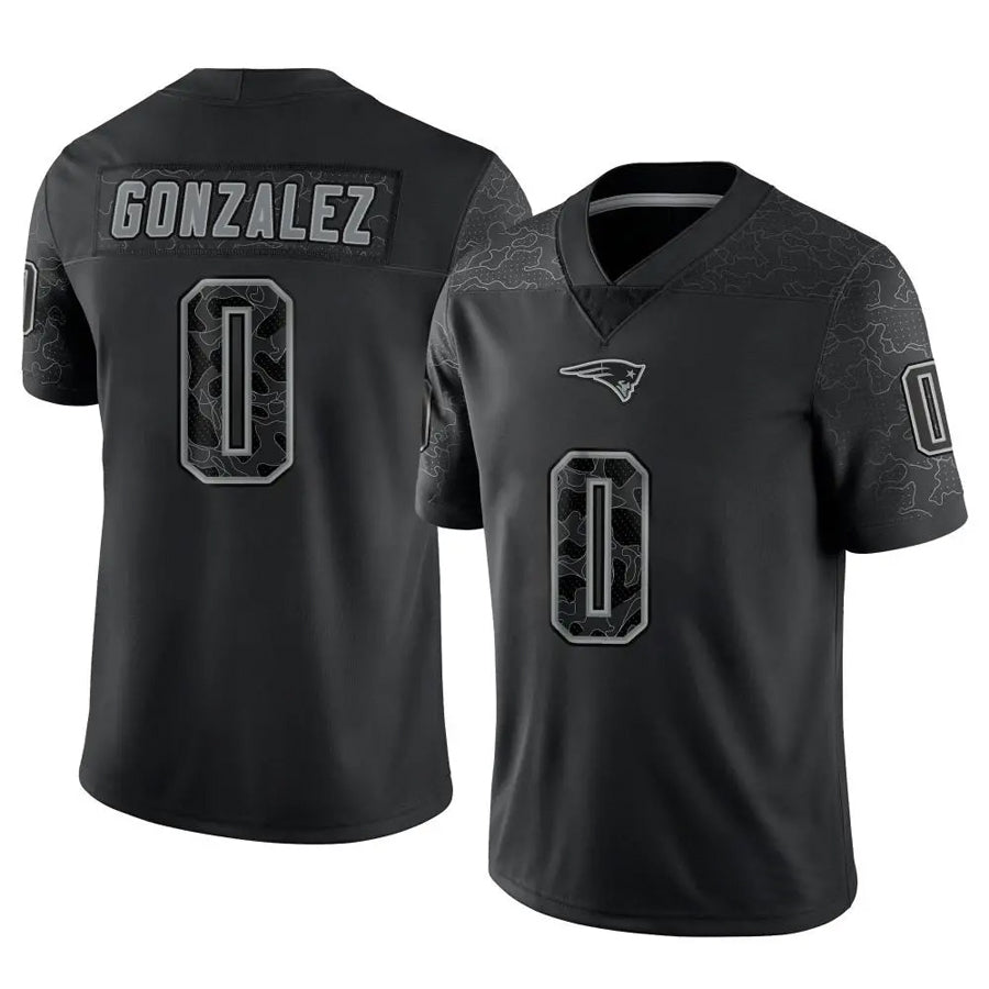 Mdoa NE.Patriots #0 Christian Gonzalez Player Black Reflective Limited Stitched Jerseys