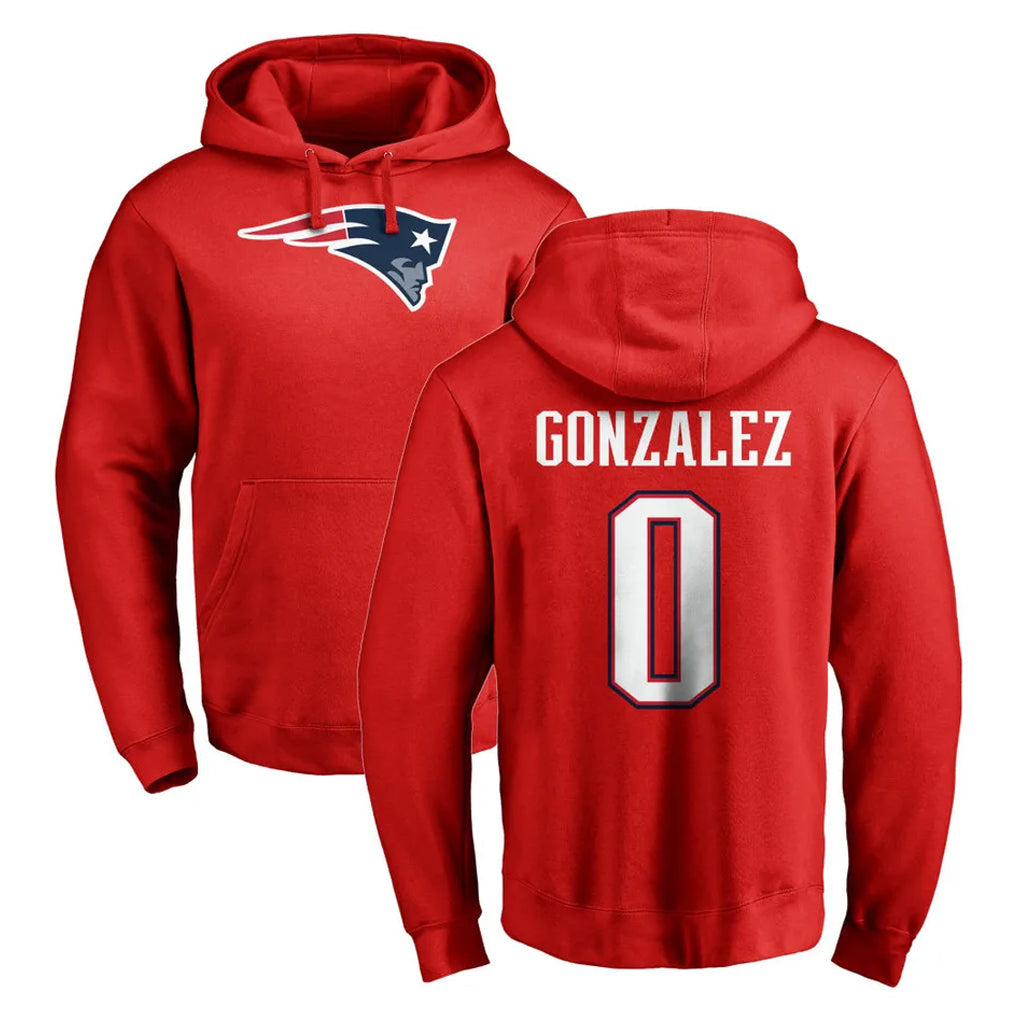 Mdoa NE.Patriots #0 Christian Gonzalez Player Red LOGO Pullover Hoodies Home Game Stitched Jerseys