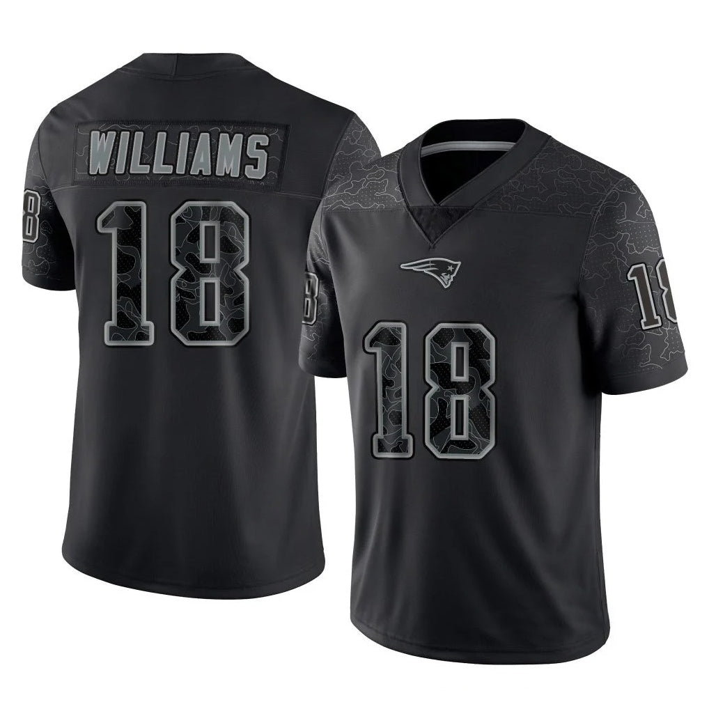 Mdoa NE.Patriots #18 Kyle Williams Player Black Reflective LImited Home Game Stitched Jerseys