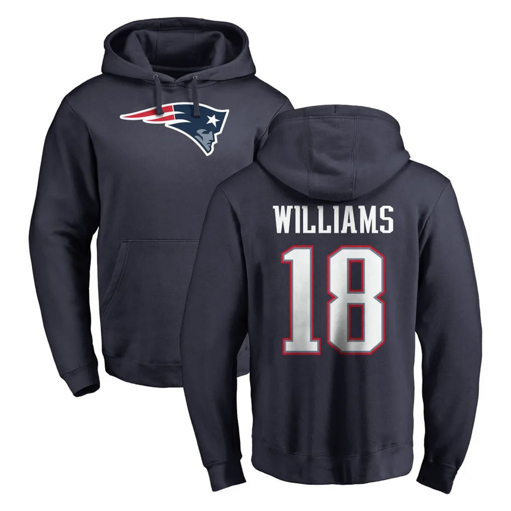 Mdoa NE.Patriots #18 Kyle Williams Player Navy LOGO Pullover Hoodies Home Game Stitched Jerseys