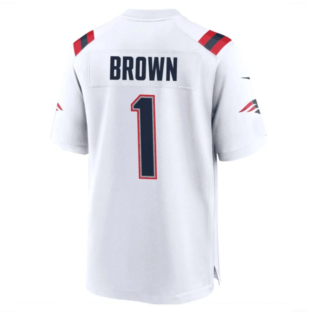 Mdoa NE.Patriots #1 A.J. Brown Player White Home Game Stitched Jerseys