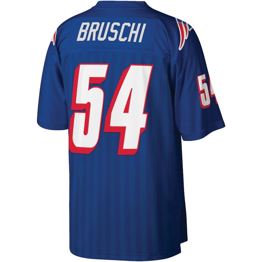 Mdoa NE.Patriots #54 Tedy Bruschi Mitchell & Ness Royal Legacy Replica Stitched Jerseys
