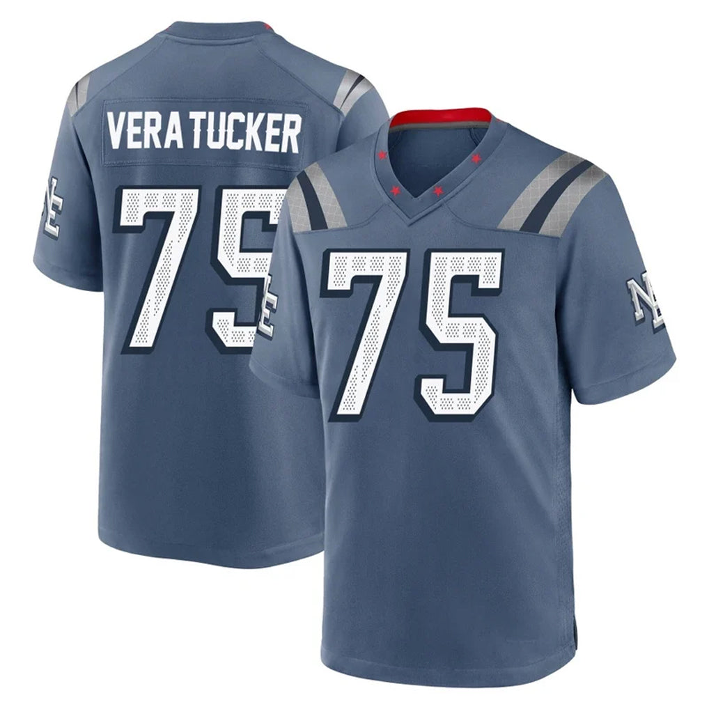 Mdoa NE.Patriots #75 Alijah Vera-Tucker Player Blue Rivalries Collection Home Game Stitched Jerseys