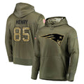 Mdoa NE.Patriots #85 Hunter Henry Player Olive Salute to Service Pullover Hoodies Home Game Stitched Jerseys