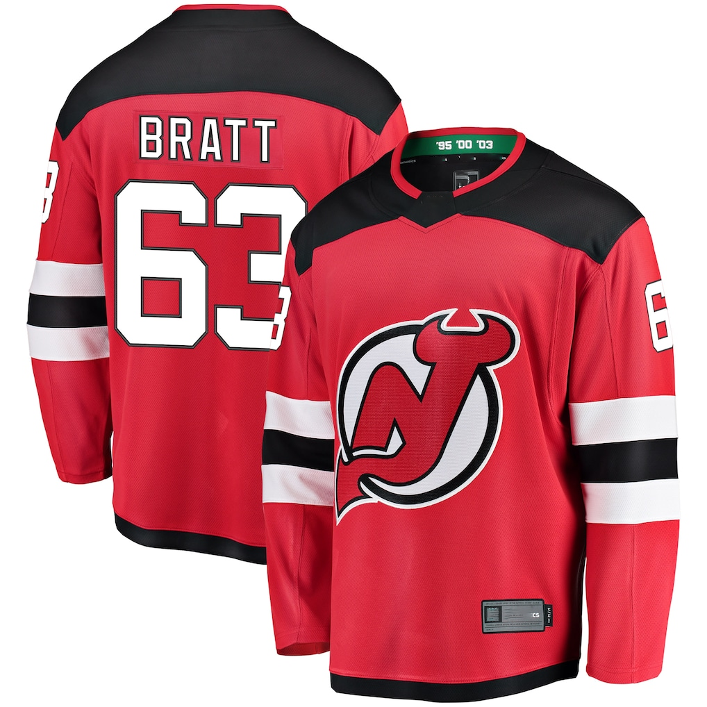 Mdoa N.Jersey Devils #63 Jesper Bratt Red Home Breakaway Player Jerseys