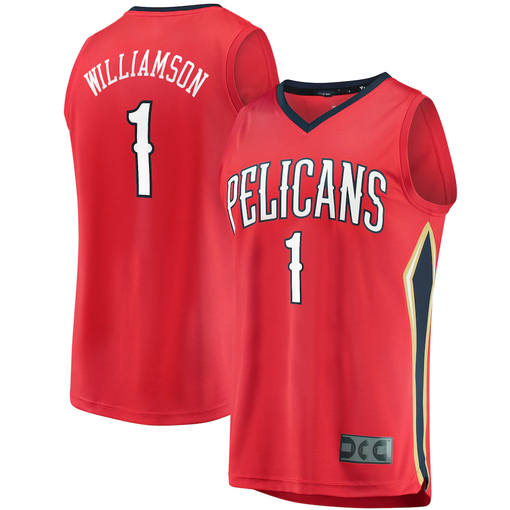 Mdoa NO.Pelicans #1 Zion Williamson Red Replica Fast Break Stitched Jerseys- Statement Edition