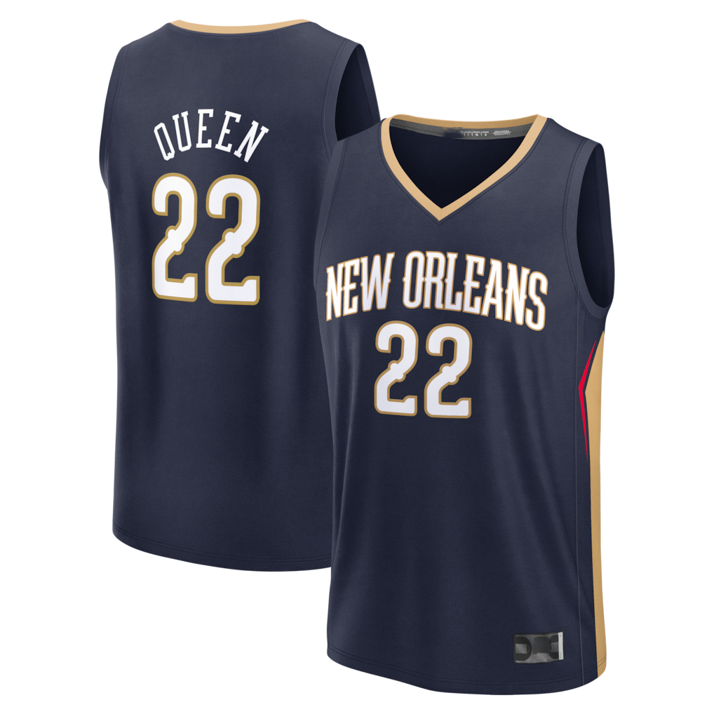 Mdoa NO.Pelicans #22 Derik Queen Navy Fast Break Replica Stitched Jerseys- Icon Edition