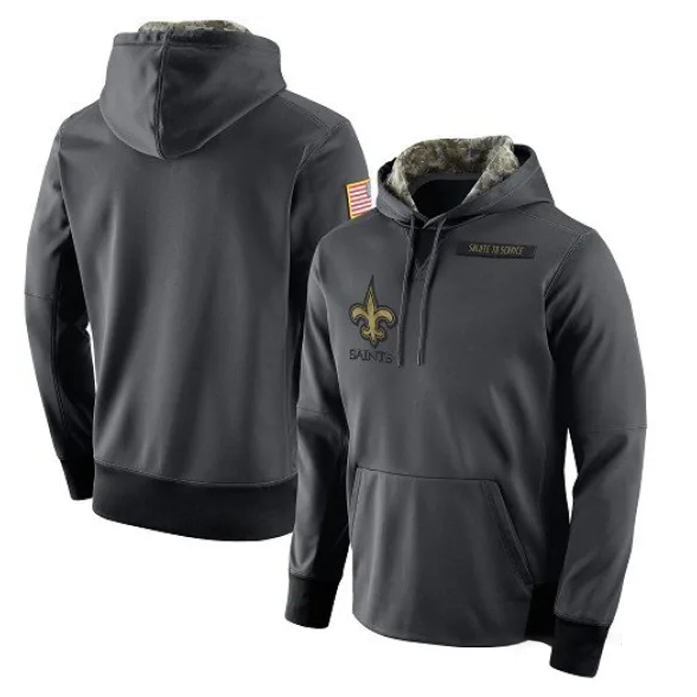 Mdoa NO.Saints Gray Pullover Hoodies Limited Blank Player Stitched Jerseys