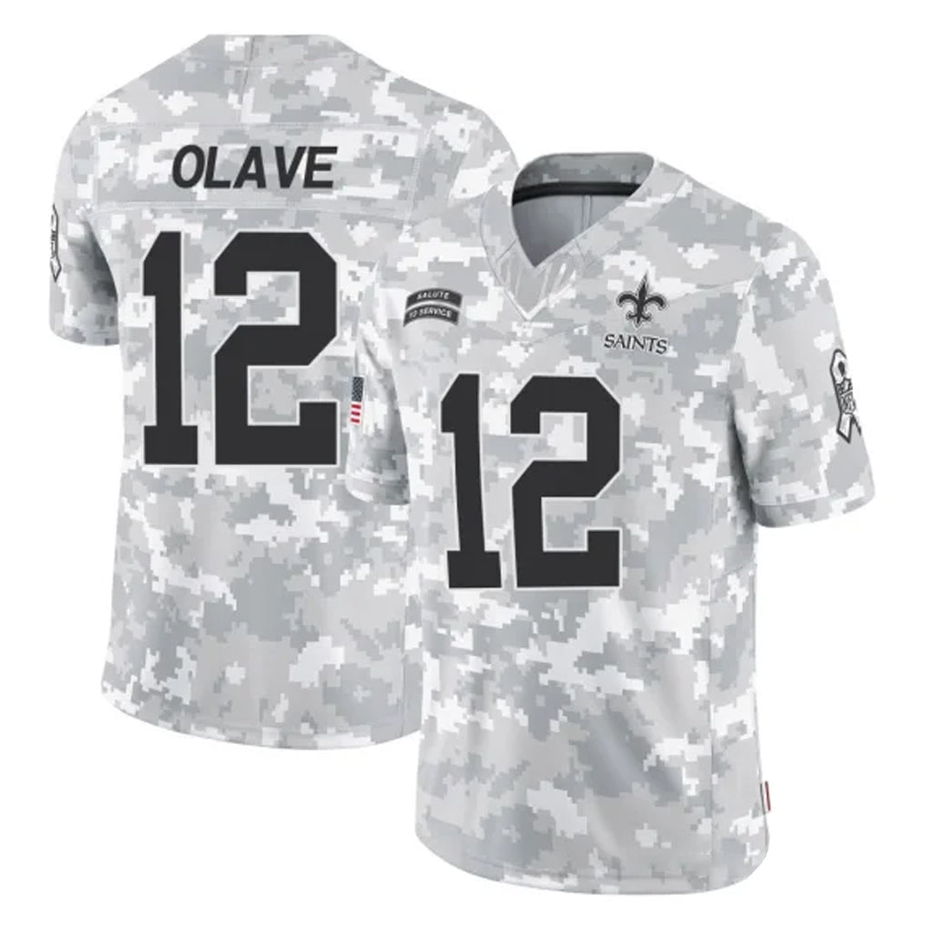Mdoa NO.Saints #12 Chris Olave Player Arctic Camo Salute To Service Limited Game Stitched Jerseys