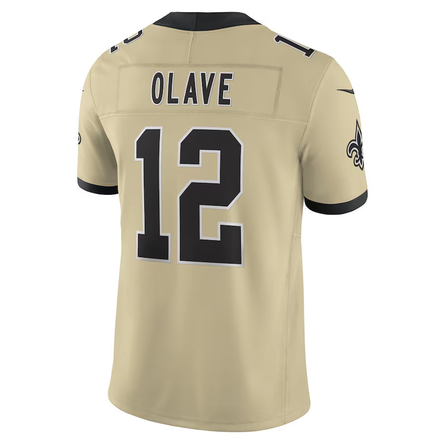 Mdoa NO.Saints #12 Chris Olave Player Gold Alternate Vapor F.U.S.E. Limited Stitched Jerseys