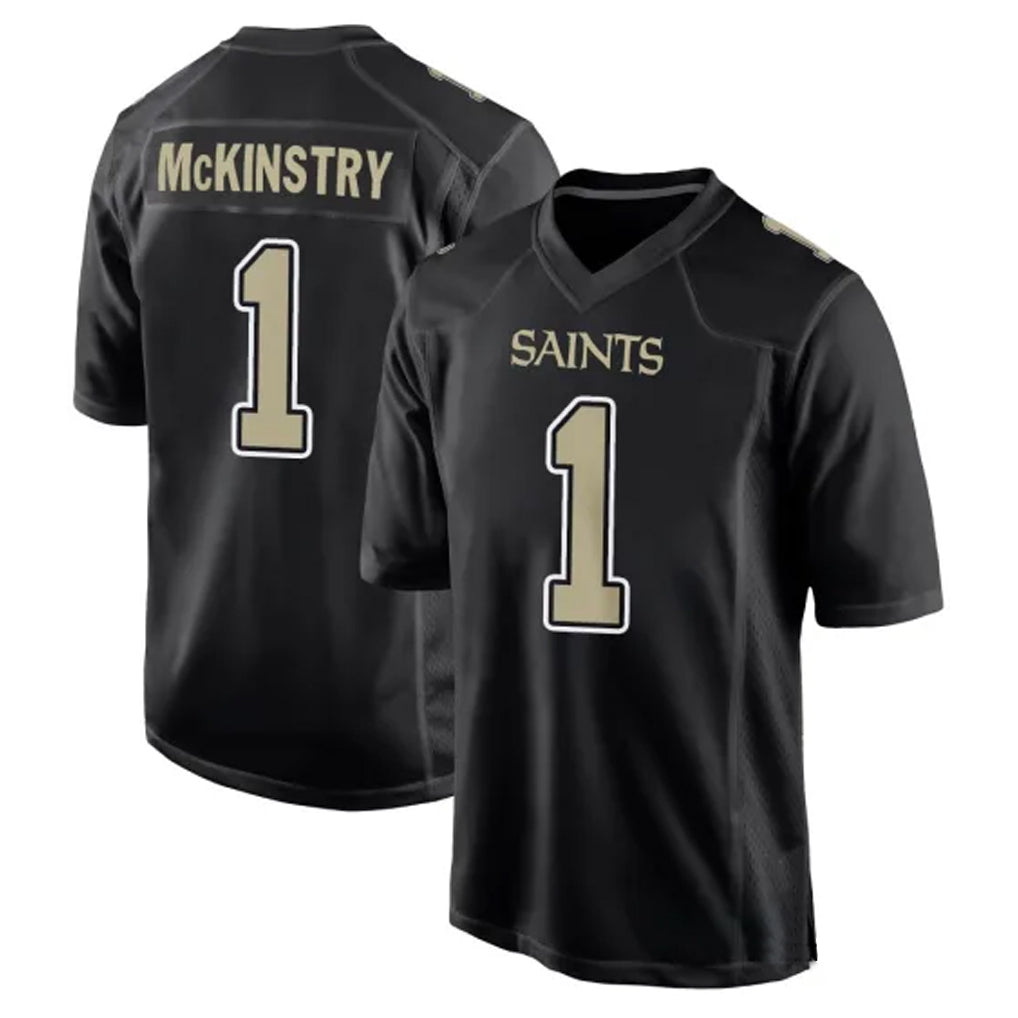 Mdoa NO.Saints #1 Kool-Aid McKinstry Player Black Carbon Fashion Home Game Stitched Jerseys