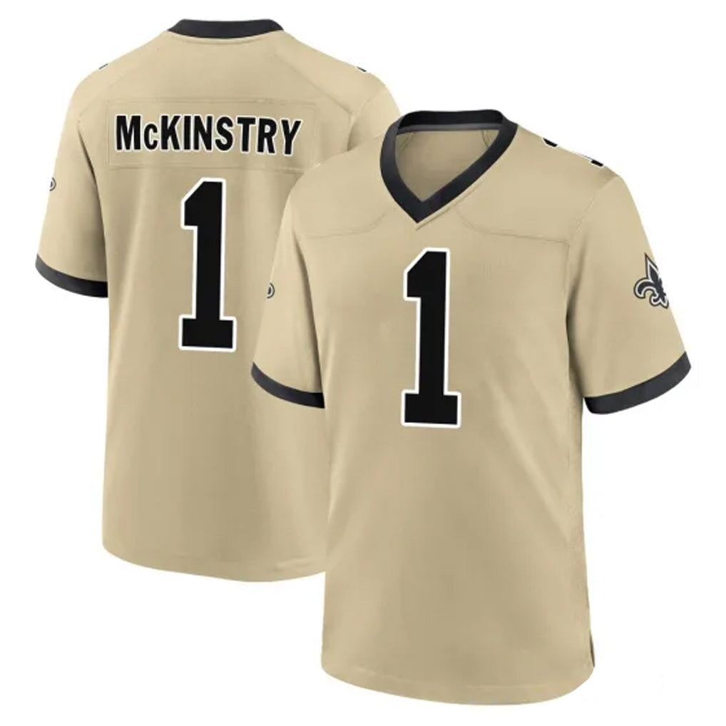 Mdoa NO.Saints #1 Kool-Aid McKinstry Player Gold Home Game Stitched Jerseys
