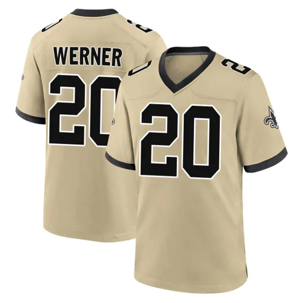 Mdoa NO.Saints #20 Pete Werner Player Gold Home Game Stitched Jerseys