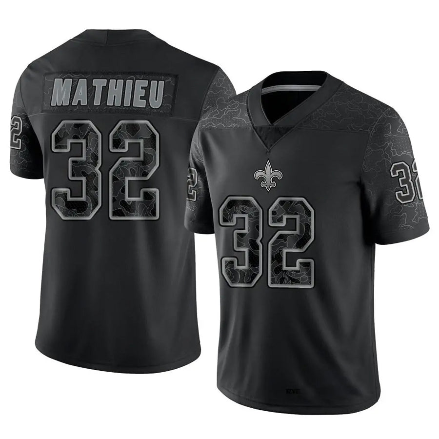 Mdoa NO.Saints #32 Tyrann Mathieu Player Black RFLCTV Limited Stitched Jerseys
