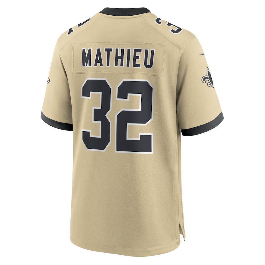 Mdoa NO.Saints #32 Tyrann Mathieu Player Gold Alternate Game Stitched Jerseys