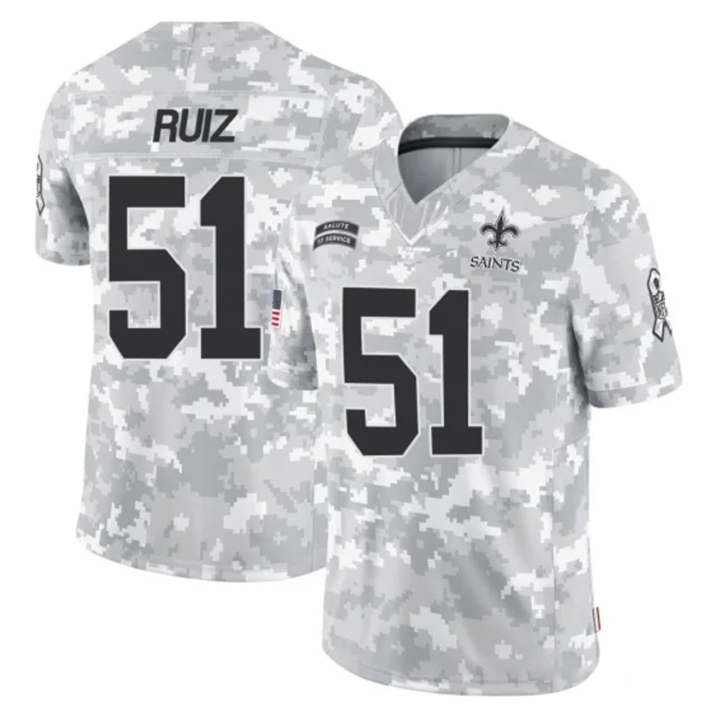 Mdoa NO.Saints #51 Cesar Ruiz Player Arctic Camo Salute To Service Limited Game Stitched Jerseys