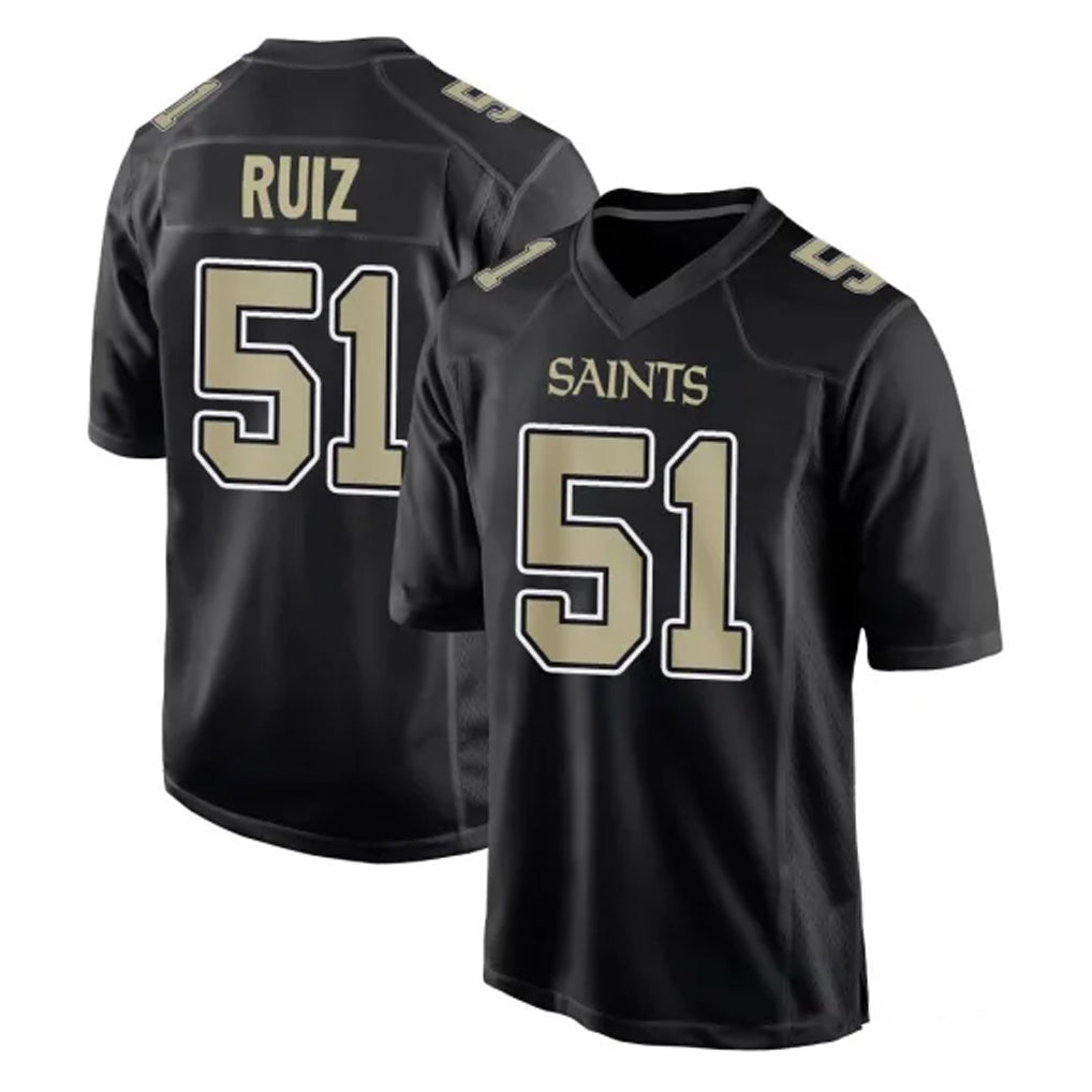 Mdoa NO.Saints #51 Cesar Ruiz Player Black Carbon Fashion Home Game Stitched Jerseys