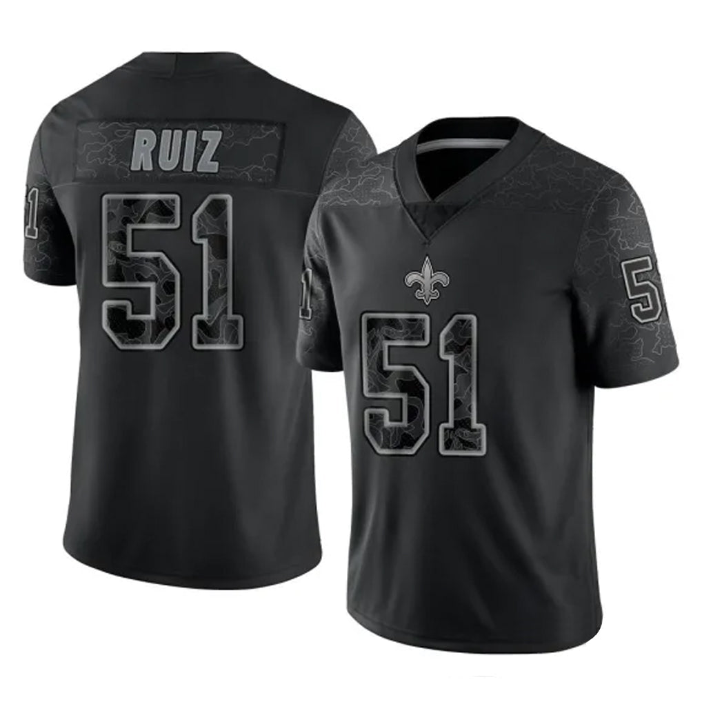 Mdoa NO.Saints #51 Cesar Ruiz Player Black Limited Reflective Home Game Stitched Jerseys