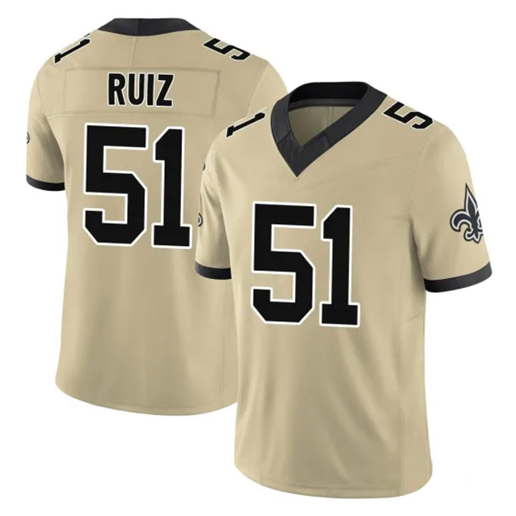 Mdoa NO.Saints #51 Cesar Ruiz Player Gold Limited Vapor F.U.S.E. Home Game Stitched Jerseys