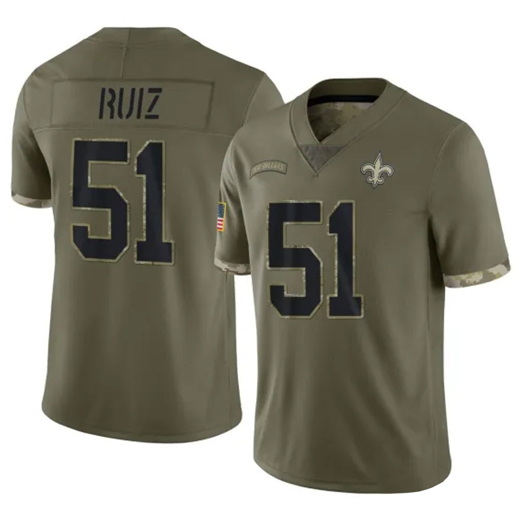Mdoa NO.Saints #51 Cesar Ruiz Player Olive Salute To Service Limited Stitched Jerseys