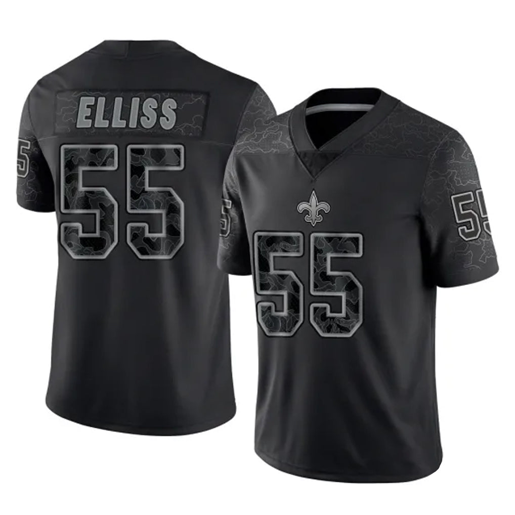Mdoa NO.Saints #55 Kaden Elliss Player Black Limited Reflective Home Game Stitched Jerseys