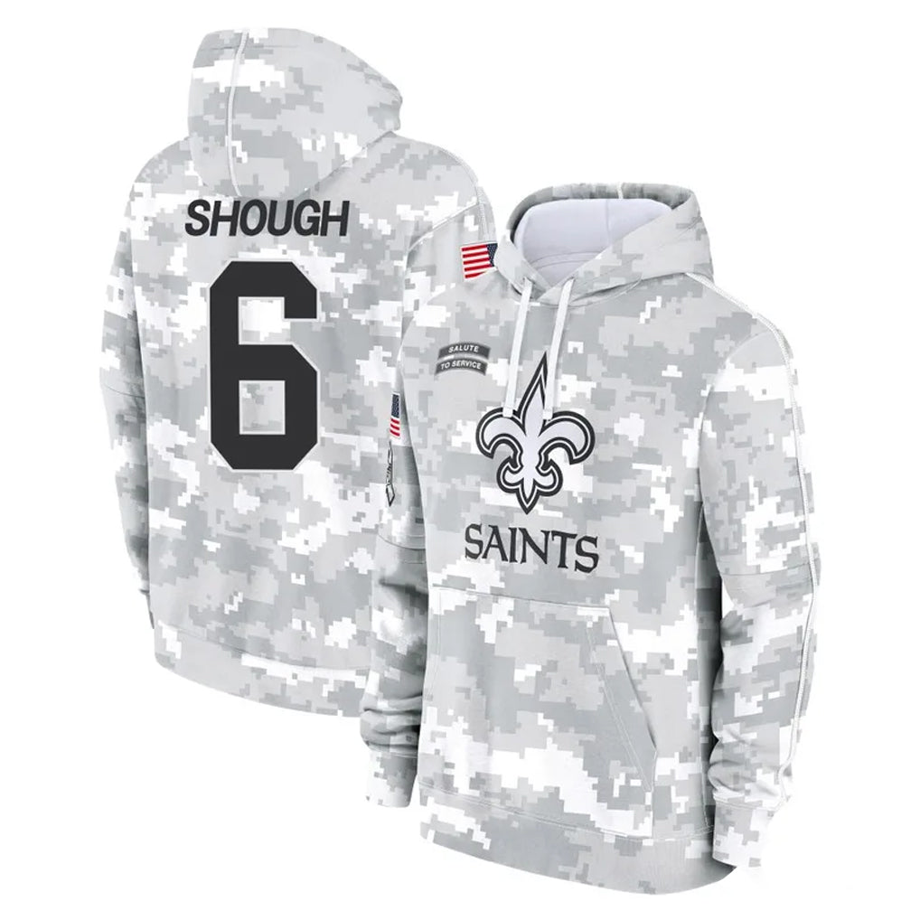 Mdoa NO.Saints #6 Tyler Shough Player Arctic Camo Salute to Service Pullover Hoodies Limited Game Stitched Jerseys