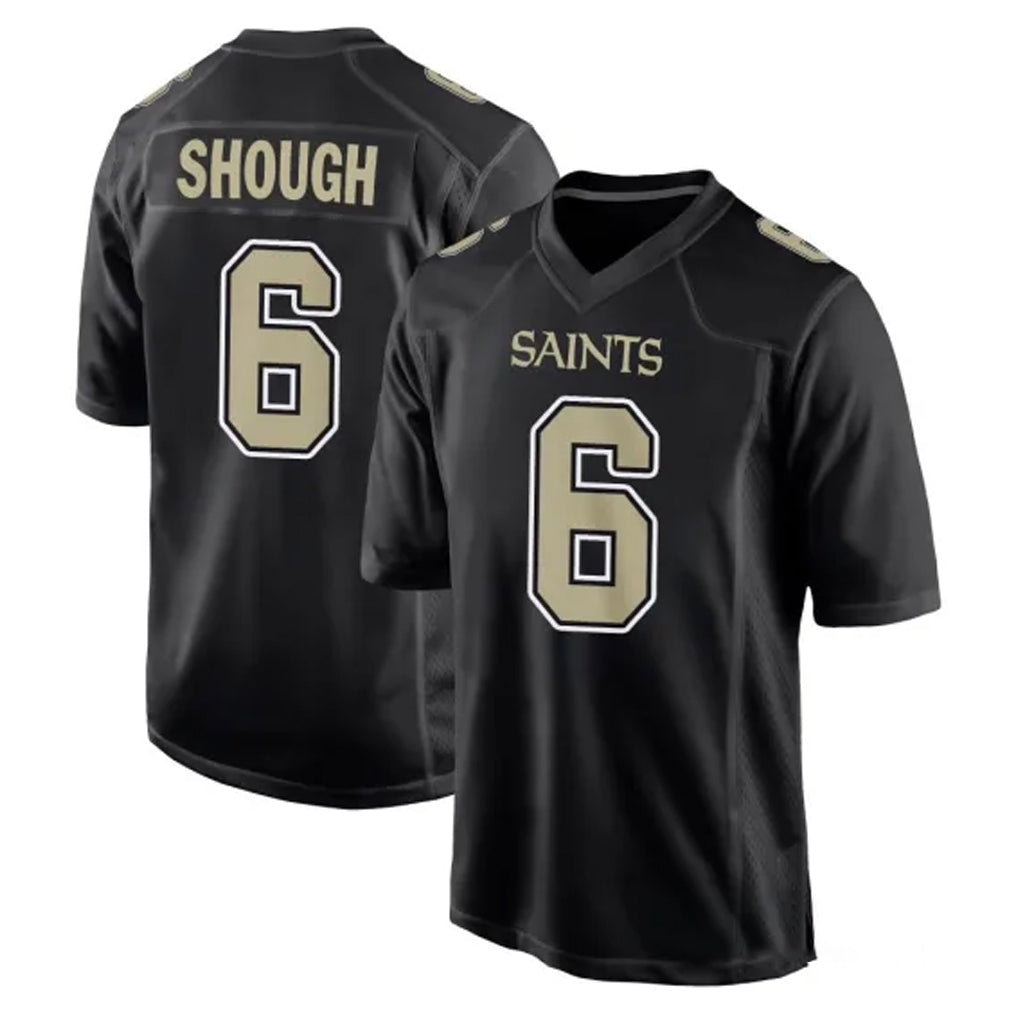 Mdoa NO.Saints #6 Tyler Shough Player Black Carbon Fashion Home Game Stitched Jerseys