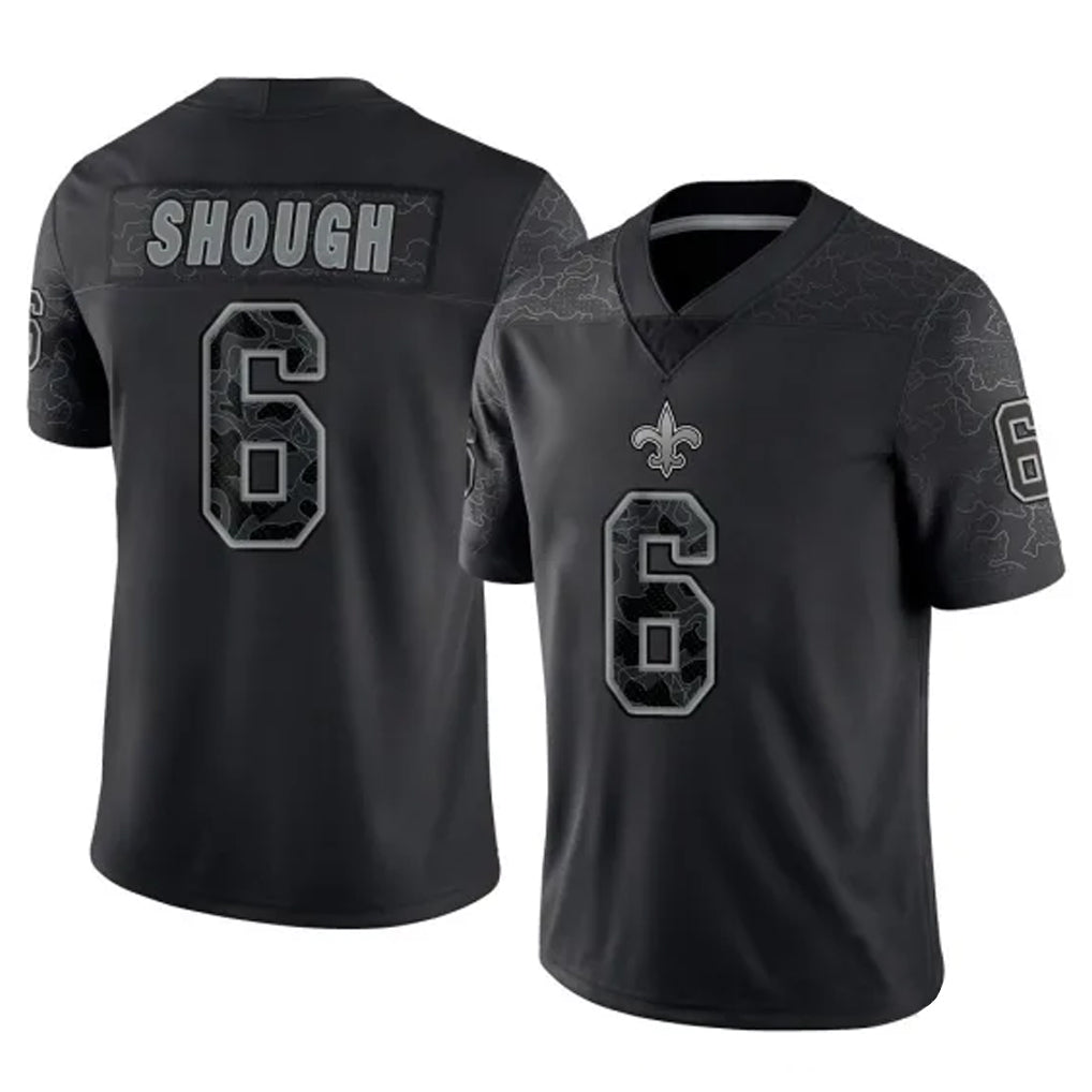 Mdoa NO.Saints #6 Tyler Shough Player Black Limited Reflective Home Game Stitched Jerseys