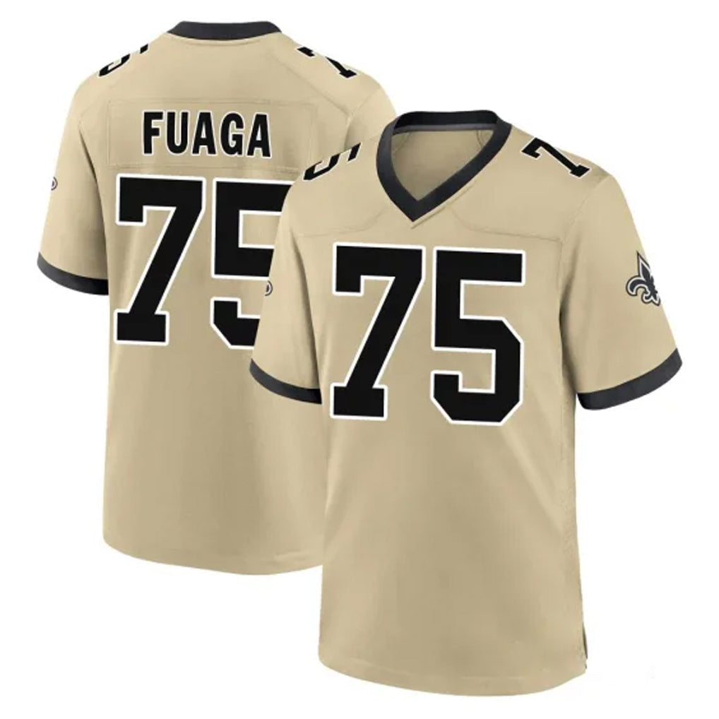Mdoa NO.Saints #75 Taliese Fuaga Player Gold Home Game Stitched Jerseys