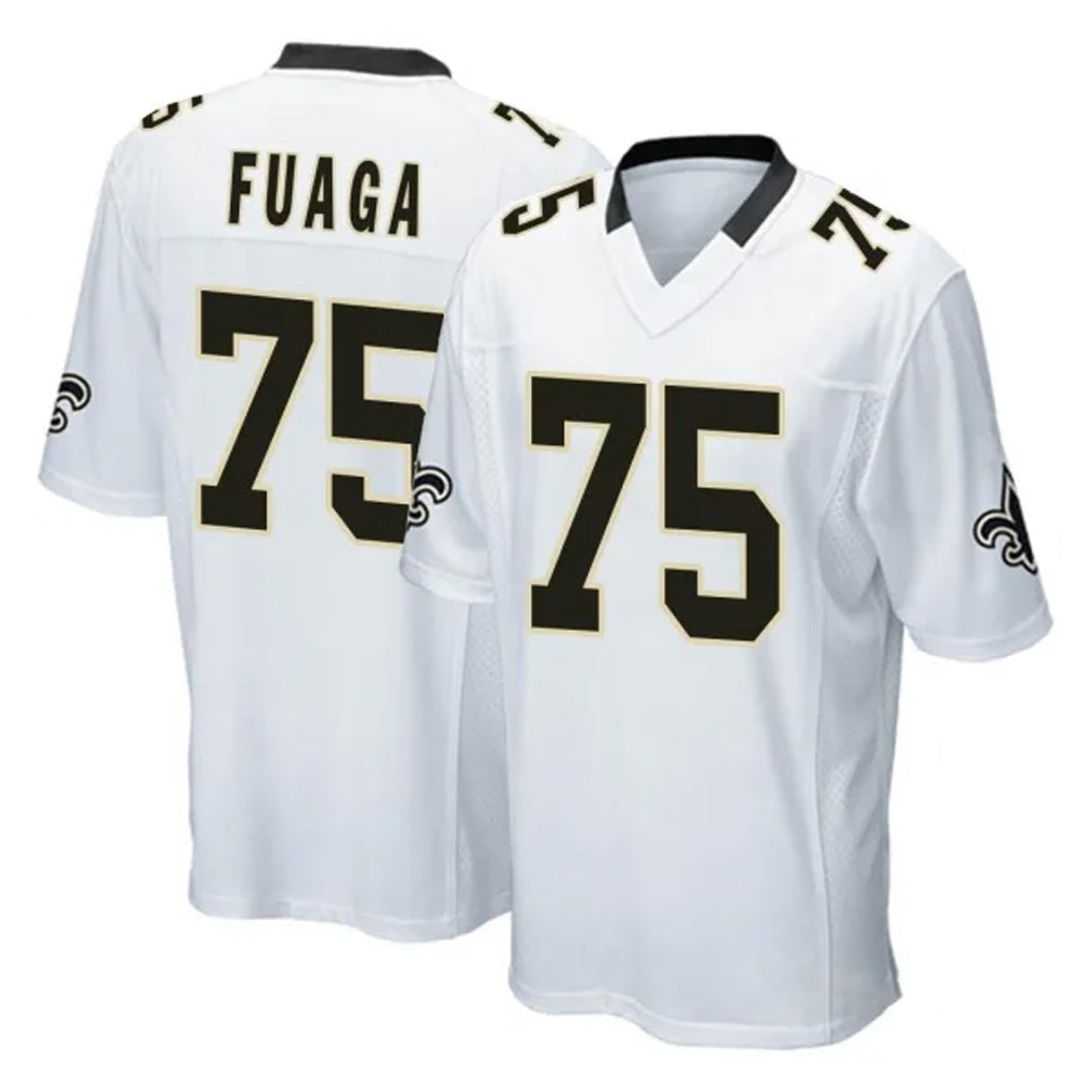 Mdoa NO.Saints #75 Taliese Fuaga Player White Home Game Stitched Jerseys
