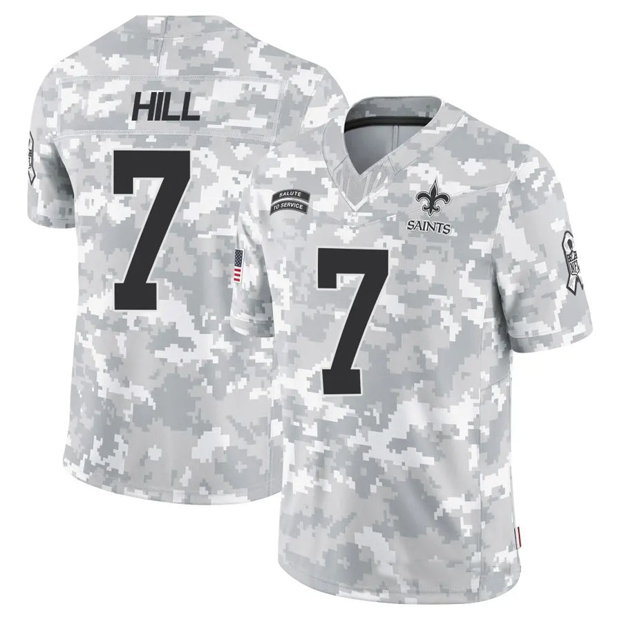 Mdoa NO.Saints #7 Taysom Hill Player Arctic Camo Salute to Service Limited Stitched Jerseys