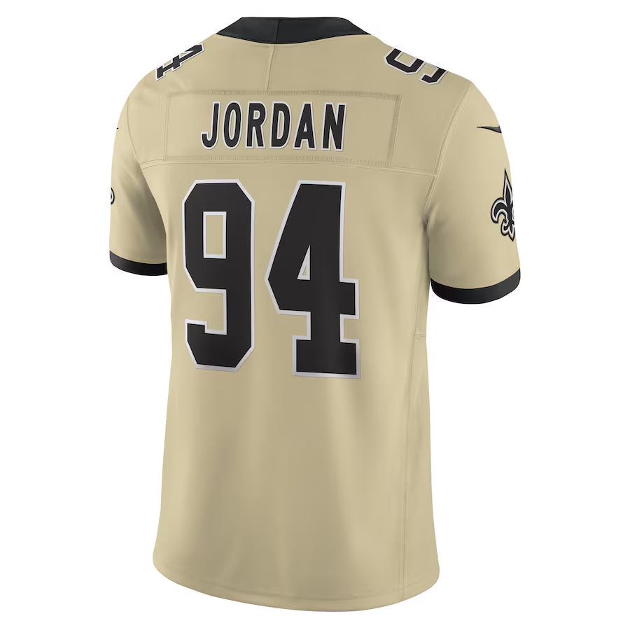 Mdoa NO.Saints #94 Cameron Jordan Player Gold Alternate Vapor F.U.S.E. Limited Stitched Jerseys