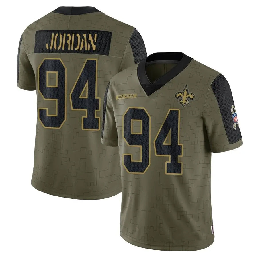 Mdoa NO.Saints #94 Cameron Jordan Player Salute To Service Olive Stitched Jerseys