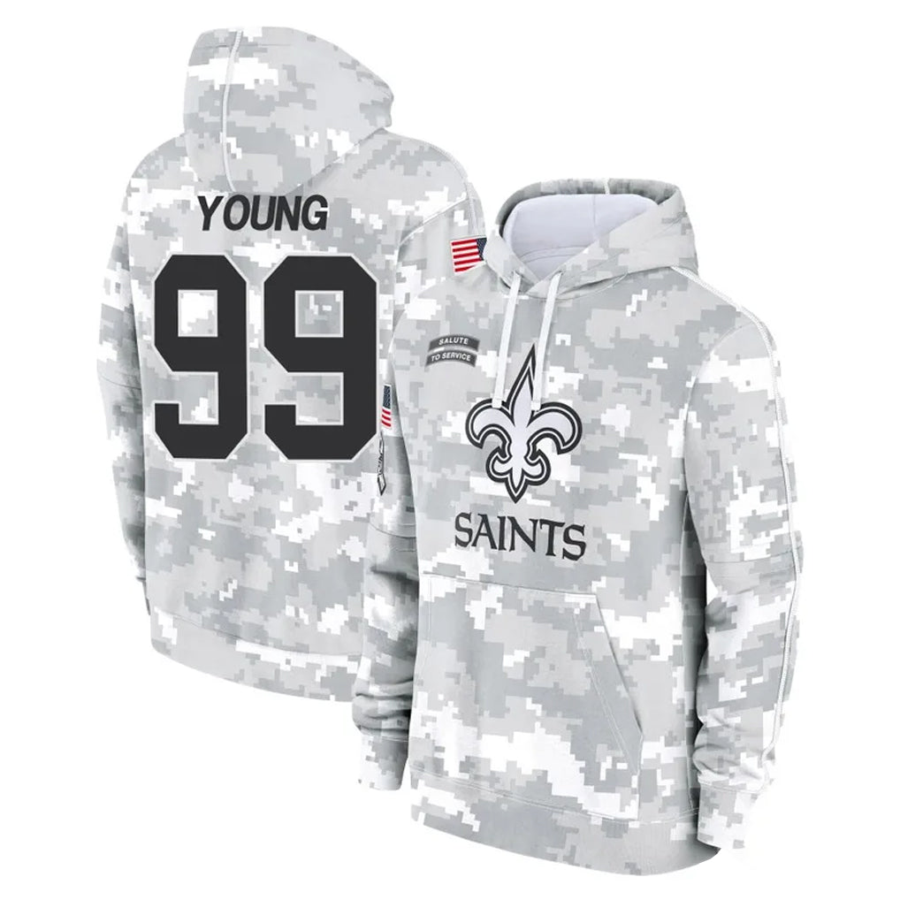 Mdoa NO.Saints #99 Chase Young Player Arctic Camo Salute to Service Pullover Hoodies Limited Game Stitched Jerseys