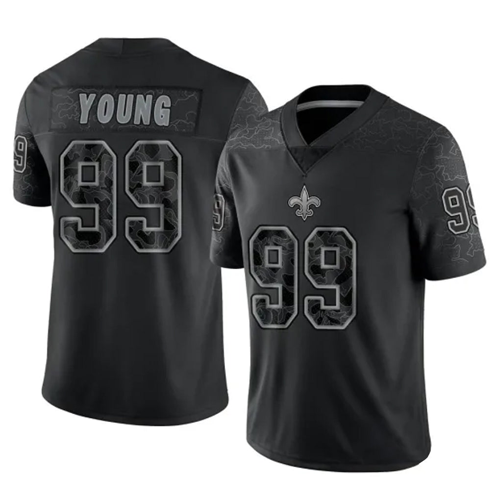 Mdoa NO.Saints #99 Chase Young Player Black Limited Reflective Home Game Stitched Jerseys