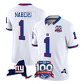 Mdoa NY.Giants #1 Malik Nabers Player White 100th Season & State Patch Vapor Limited Home Game Stitched Jerseys