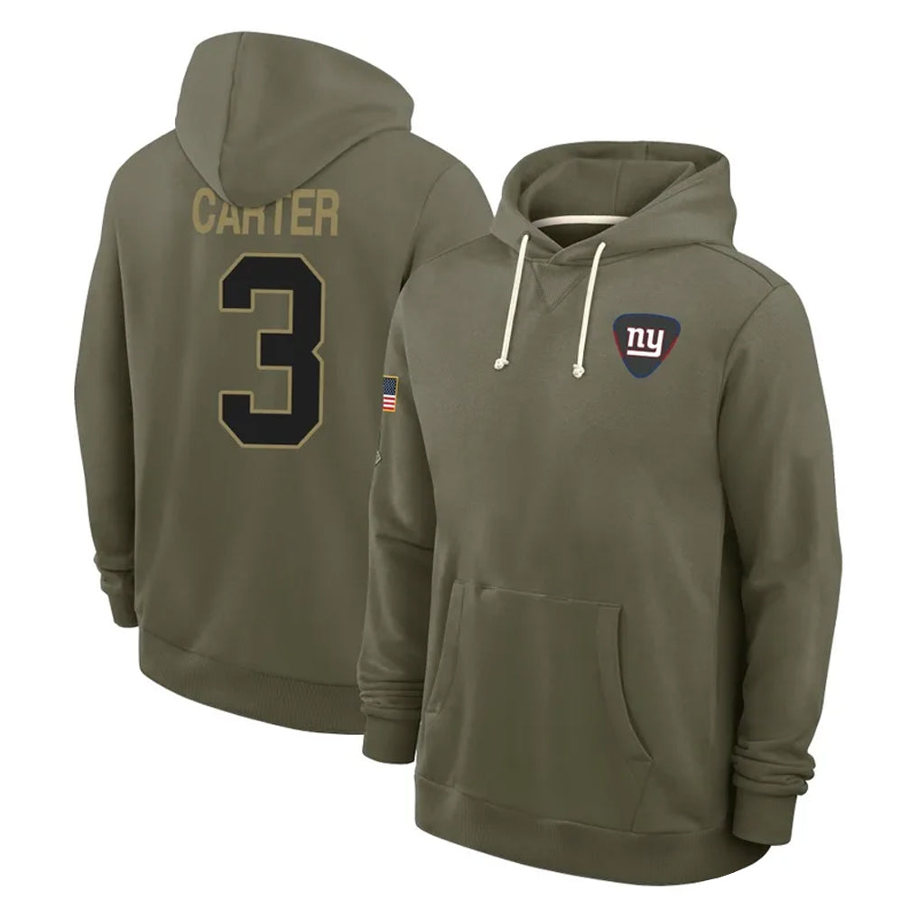 Mdoa NY.Giants #3 Abdul Carter Player Olive Salute to Service Pullover Hoodies Limited Stitched Jerseys
