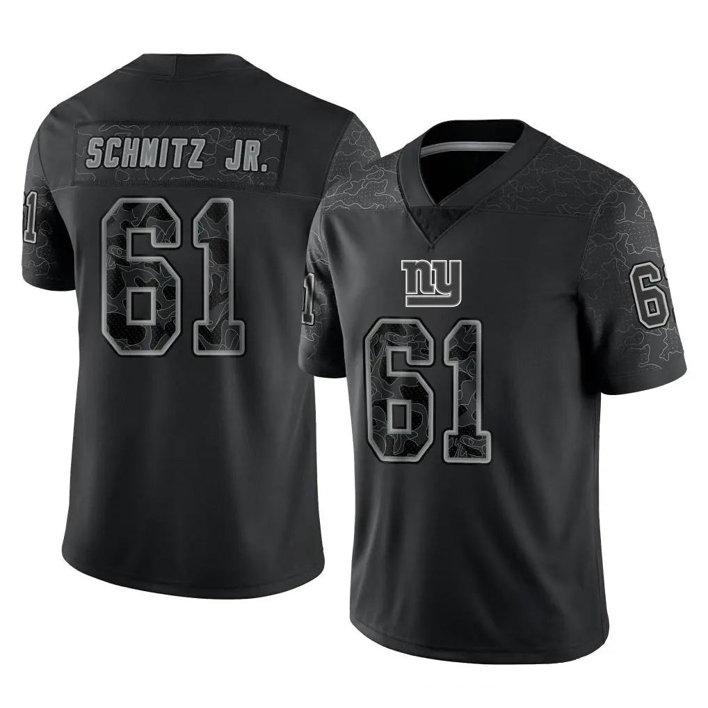 Mdoa NY.Giants #61 John Michael Schmitz Jr. Player Black Limited Reflective Home Game Stitched Jerseys