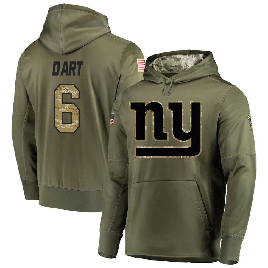 Mdoa NY.Giants #6 Jaxson Dart Player Salute to Service Hoodies Stitched Jerseys